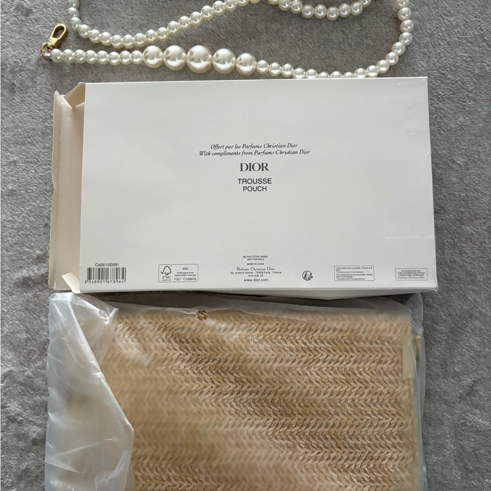 Dior Tan Clutch with Pearl Strap - Picture 2 of 2